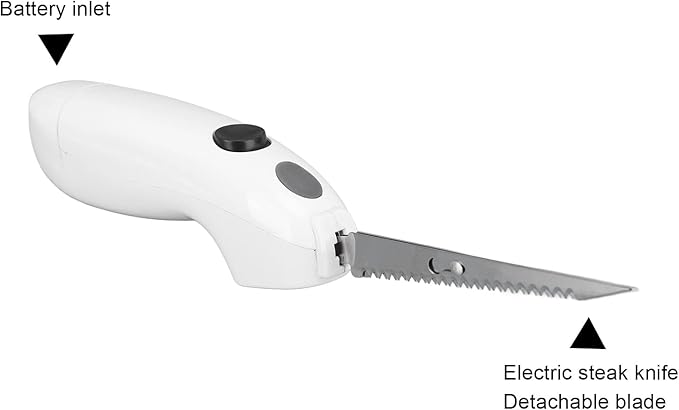 Electric Knife for Carving Meat, Poultry, Bread, Cordless Easy Electric Knife, 2 Serrated Stainless Steel Blades, Ergonomic Handle, Serving for Cooked Food