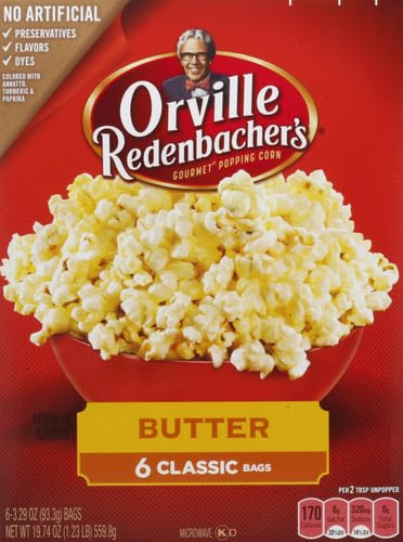Orville Redenbacher's Butter Popcorn, 3.29 Ounce Classic Bag, 6-Count (Pack of 2)