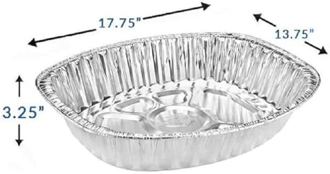 Disposable Oval Roasting Pan - Durable Turkey Roaster Pans Extra Large, Heavy-Duty Aluminum Foil, Deep, Oval Shape for Chicken, Meat, Brisket, Roasting, Baking, Recyclable (20)