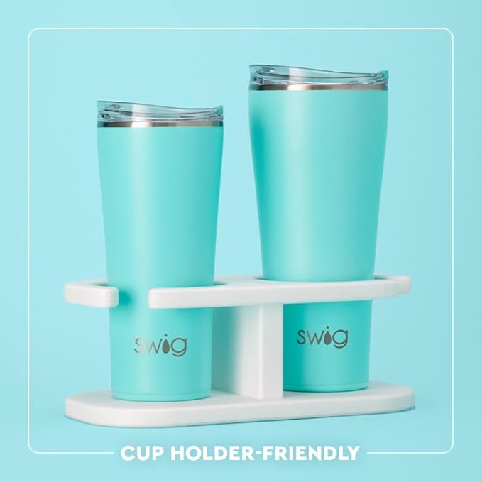 Swig Life 32oz Insulated Tumbler, Travel Coffee Tumbler with Lid, Cup Holder Friendly Travel Coffee Mug, Stainless Steel, 32 oz, Reusable Insulated Mug with Lid (Lemon Meringue)