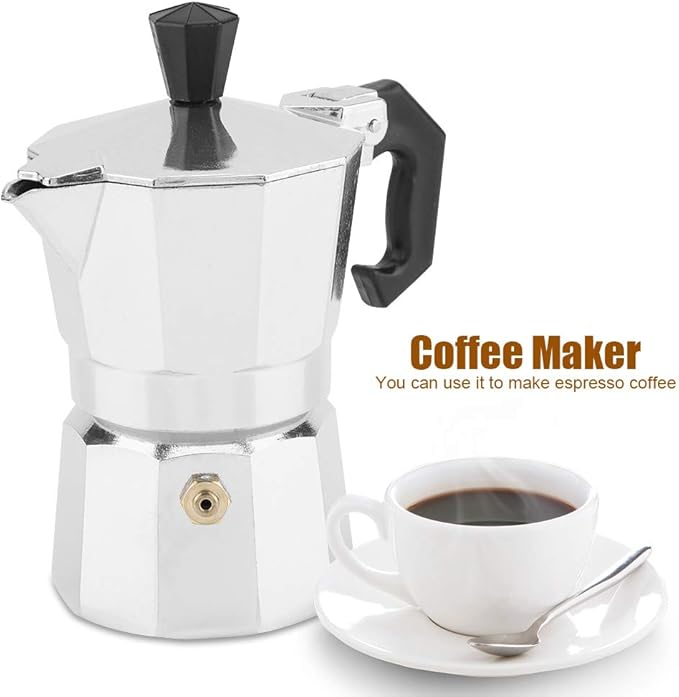 Agatige 50ml 1 Cup Moka Coffee Pot, Aluminum Espresso Coffee Maker Stovetop Coffee Percolator Stovetop Espresso Pot for Home Camping Office, Italian and Cuban Cafe Brewing