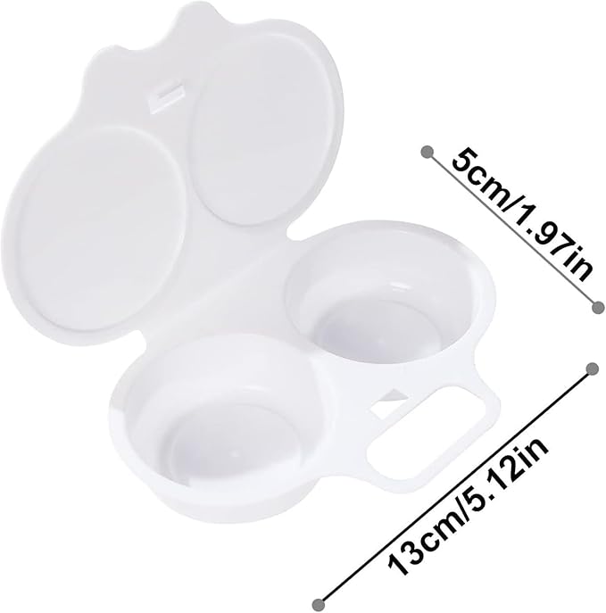 2Pcs White Egg Poacher, Microwave Egg Boiler Poacher, 2 Cavity Nonstick Poached Egg Maker With Lid, Egg Poacher Microwave Egg Cooker, Double Drain Poached Egg Cups Cookware（13 * 5cm）