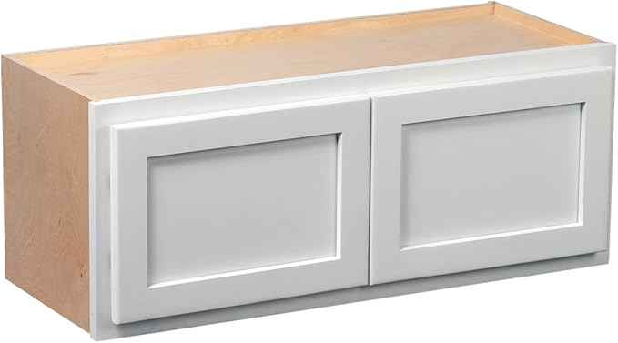 Quicklock RTA (Ready-to-Assemble) 42" Tall Wall Kitchen Cabinets - Shaker Style | 100% Hardwood | Made in America | Soft Close Hardware (Pure White, 12" D x 36" W x 24" H)