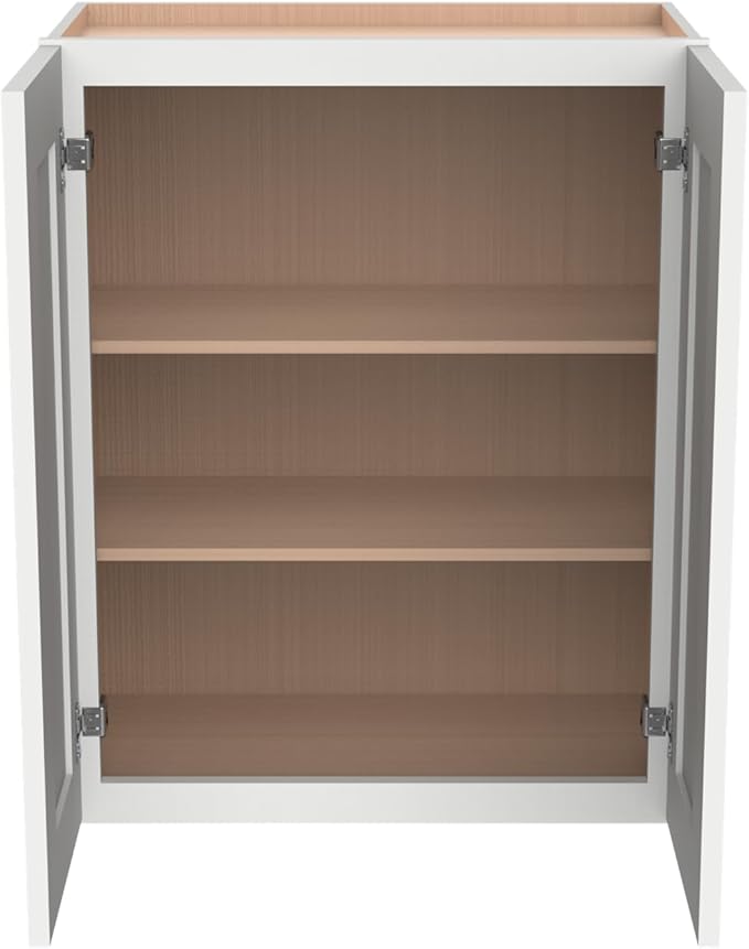 Wall-Mounted Cabinet – Solid Wood Shaker Style Medicine Cabinet with Adjustable Shelves & Soft-Close Doors for Bathroom, Kitchen, and Office Storage (Origami White, 42" W x 12" D x 30" H)