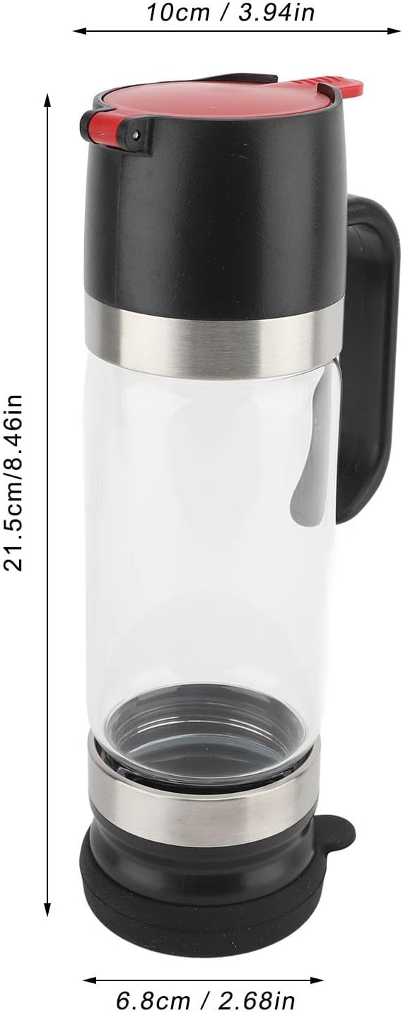 Bewinner Glass Honey Dispenser Pot - 350ml Honey Dispenser Portable Clear Glass Syrup Dispenser with Handle, Prevent Dripping,Honey Container for Coffee Shops Restaurants Home (Black)