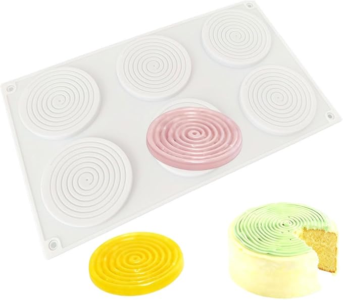 6 Holes Vortex Shape Silicone Mold for Baking Mousse Cake Ice Cream Dessert Pudding Brownie Pastry Fondant Jelly Cake Decoration Mold