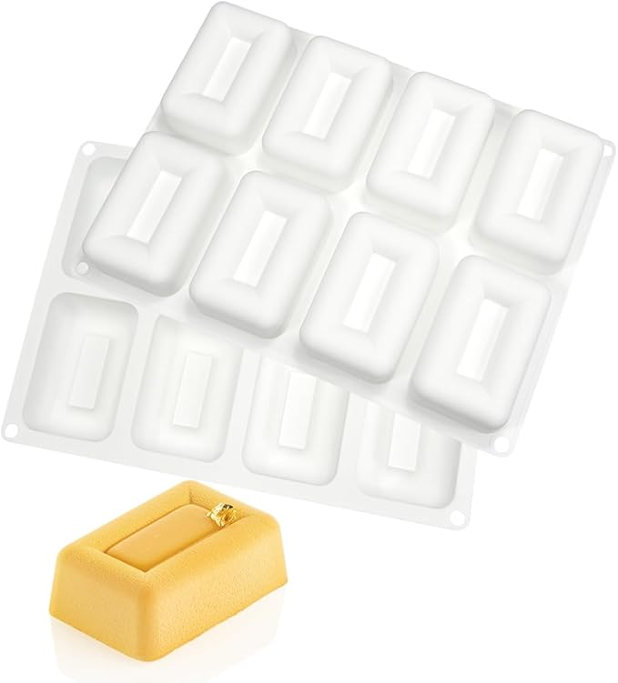 mostsom Silicone Molds Mousse Mold 3D Rectangle Shape Silicone Mold DIY Cake Mousse for Ice Cream Chocolate Pastry Art Pan Dessert Bakeware Cake Decorating Tool (E_ Big Rectangle)