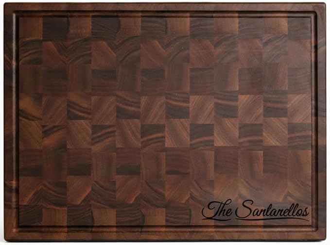 Handmade Personalized Walnut End Grain Cutting Board – Custom Engraved Wood Chopping Block, Perfect Gift for Home Chefs by GrainWoods (18x12x2 Inches)