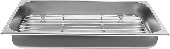 DYNAMI Stainless Steel Baking Pan with Cooling Rack,21x13.2x2.5in Stainless Steel Deep Roasting Pan with Grill,Rectangular Large Bakeware Multipurpose Cooking Sheet Pan