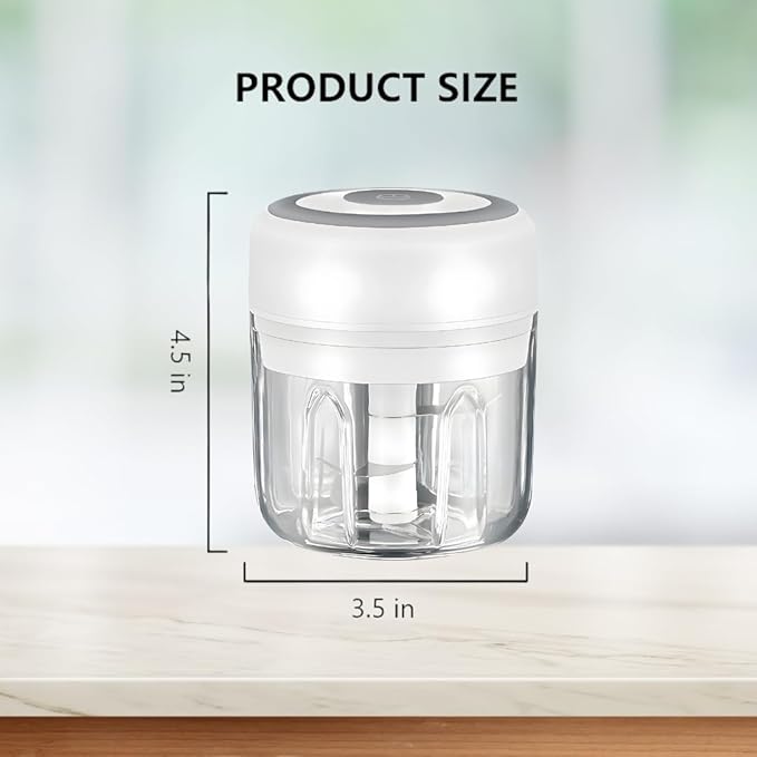 Green & White - Mini Electric Food Processor and Garlic Chopper - 250ML, USB Charging, 3 Blades - Perfect for Chopping Vegetable, Pepper, Onion, Garlic, Ginger, Spice, Meat, Baby Food, & More (Bundle)