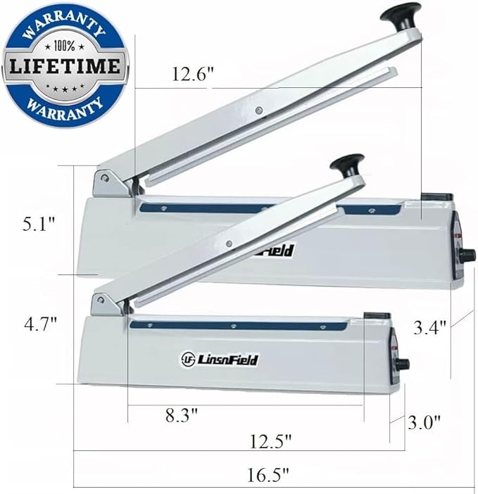 Sealer Pro, Patented 12-inch Impulse Heat Sealer, 7-mm Sealing Width Super Heavy Duty Bag Sealing Machine with Extra 2 Replacements, 1Fuse Included, Dragon Fruit