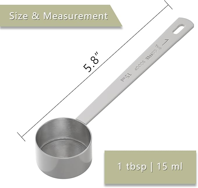 LEIFENY 1PCS 1 Tablespoon Coffee Scoop, Long Handle Measuring Spoon, One tbsp (15ml) Stainless Steel Scooper