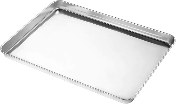 Wildone Baking Sheet Set of 3, Stainless Steel Cookie Sheet Cooking Sheet Pan for Baking & Roasting, 9/12/16 Inch, Non Toxic & Heavy Duty & Easy Clean