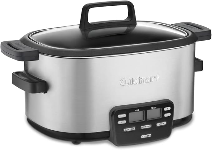 Cuisinart MSC-600 3-In-1 Cook Central 6-Quart Multi-Cooker: Slow Cooker, Brown/Saute, Steamer & CPT-160 Metal Classic 2-Slice Toaster, Brushed Stainless