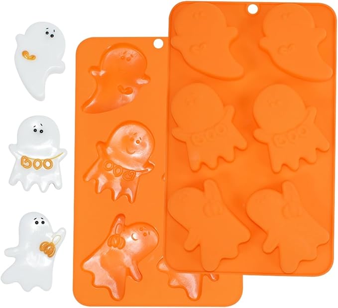 Halloween Ghost Silicone Molds, Non-Stick Chocolate Mold, Baking Moulds for Making Chocolate, Cake, Jelly, Dessert, Biscuit, Dome Mousse (A_ Ghost)