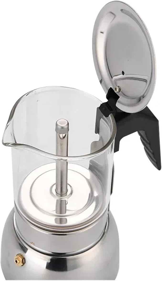 Espresso Maker Stainless Steel Italian Manual Coffee Machine Maker Moka Pot Multifunctional Portable Hand Brew Coffee Pot(300ML)