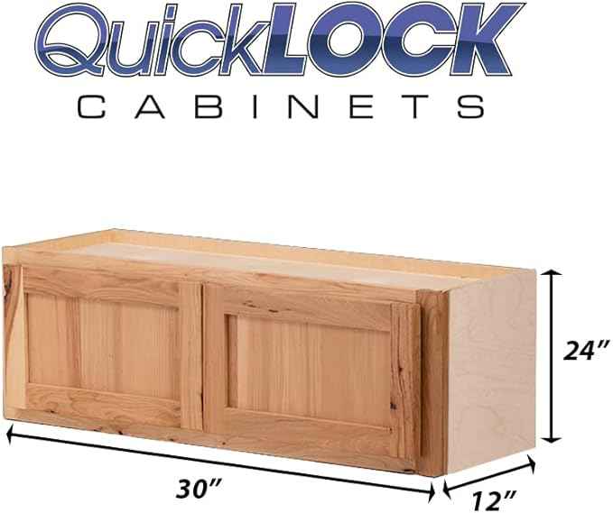 Quicklock RTA (Ready-to-Assemble) 42" Tall Wall Kitchen Cabinets - Shaker Style | 100% Hardwood | Made in America | Soft Close Hardware (Rustic Hickory, 12" D x 30" W x 24" H)