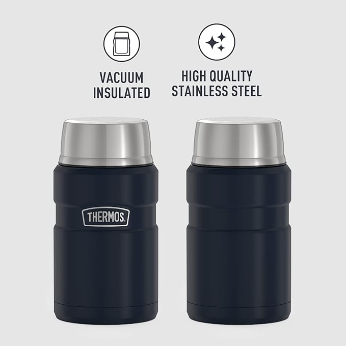 THERMOS Stainless King Vacuum-Insulated Food Jar, 24 Ounce, Midnight Blue (Pack of 4)