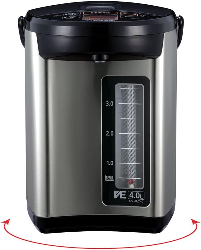 Zojirushi CV-JAC40XB Water Boiler & Warmer, 4.0-Liter, Stainless Black & NS-LGC05XB Micom Rice Cooker & Warmer, 3-Cups (uncooked), Stainless Black