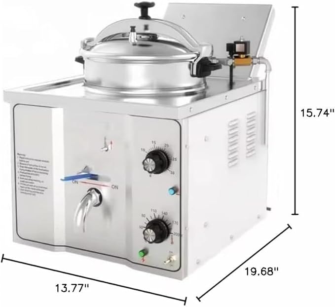 Medium Electric Tabletop Industrial Pressure Fryer – Commercial Chicken Pressure Cooker, Silvery