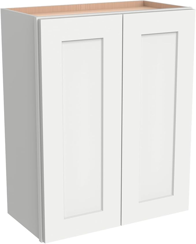 Wall-Mounted Cabinet – Solid Wood Shaker Style Medicine Cabinet with Adjustable Shelves & Soft-Close Doors for Bathroom, Kitchen, and Office Storage (White, 36" W x 12" D x 36" H)