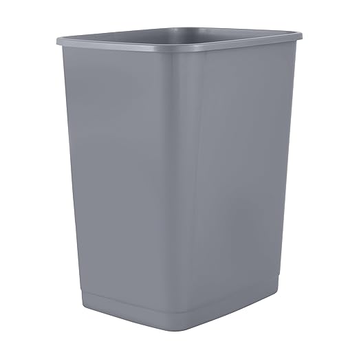 Superio 1.25 Gal Mini Plastic Trash Can, Small Unlidded Waste Bin Only for Countertop, Desk, Vanity, Bathroom 5 Quart (1, Grey)