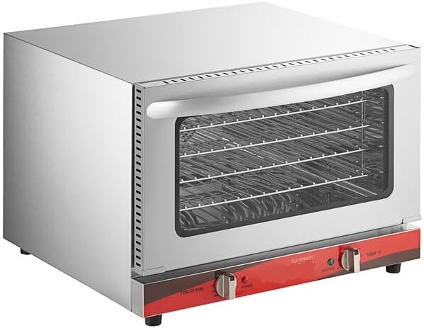 Full Size Commercial Countertop Convection Oven, 4.4 cu. ft., Electric, 208/240V, Stainless Steel, 4 Racks, 150-550°F Temperature Range, 32x28x23 Inches