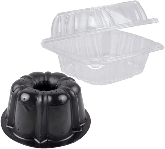 O'CREME Polystyrene Hinged-Lid Container 6 Inch Wide x 3.1 Inch High for Mini Cake Pan - Pack of 25
