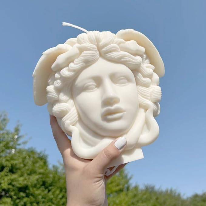Large Medusa Snake Hair Face Silicone Molds, DIY Goddess Molds for Candle Making, Abstract face Aroma Gypsum Molds for Home Decor Art Crafts