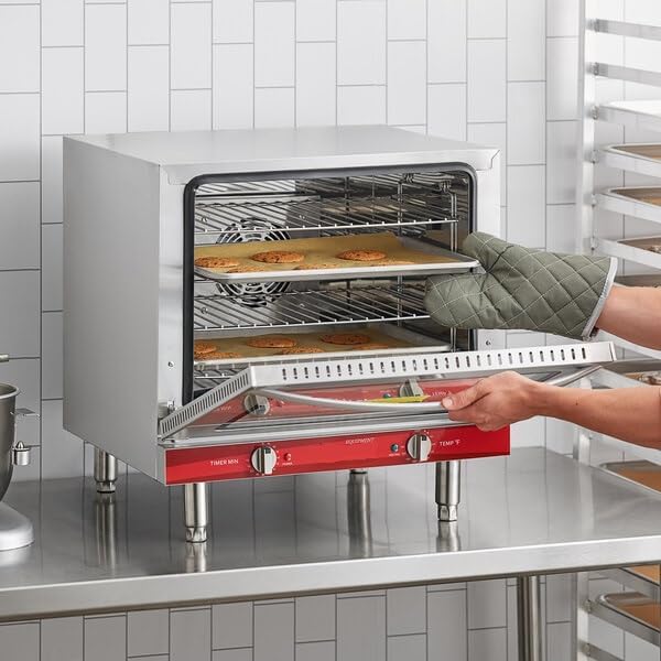 Half Size Commercial Countertop Convection Oven, 2.3 Cu Ft, Electric, 4-Rack Capacity, Stainless Steel, 208/240V, 2100/2800W, 23x22.5x20 Inch