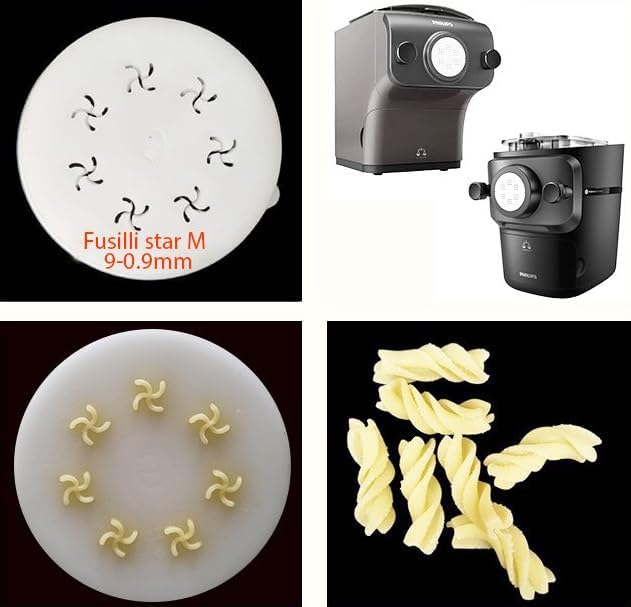 Fusilli Pasta Noodles Shape Disc, Italian Pasta Disc Fit for Philips Automatic Noodle Maker, Disc Compatible with Philips Attachment, Kitchen Appliance (Fusilli Star M 9.5-0.9mm)