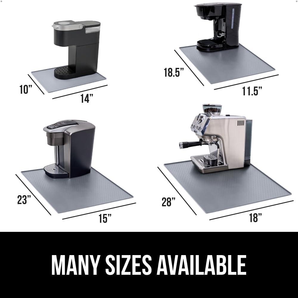 GORILLA GRIP Silicone Coffee Mat, Espresso Drink Bar Station Accessories, Use Under Machine, Waterproof Heat Resistant Multi-Use Dish Drying Mats, Stays in Place, Kitchen Home Decor, 11.5x18.5, Gray