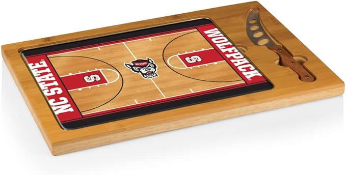 PICNIC TIME NCAA Icon Glass Top Cutting Board & Knife Set, Cheese Boards Charcuterie Boards, Serving Platter, (Parawood & Bamboo)