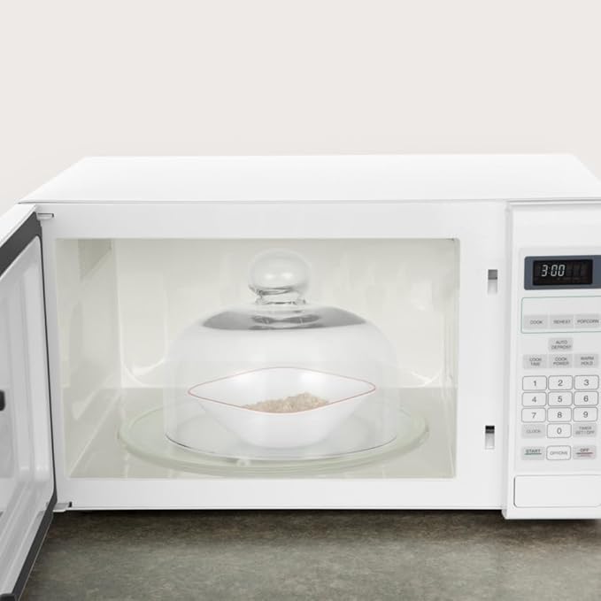 SOIMISS 9-Inch Glass Microwave Splatter Cover, Tall Dome Food Lid (6" High) with Steam Vent, Heat-Resistant Clear Splash Guard for Plates and Bowls