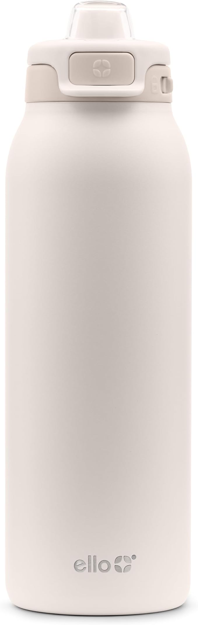 Ello Pop & Fill 32oz Stainless Steel Water Bottle with Quick Fill Technology, Double Walled and Vacuum Insulated Metal, Leak Proof Locking Lid, Sip and Chug, Reusable, BPA Free, Tonal Cream