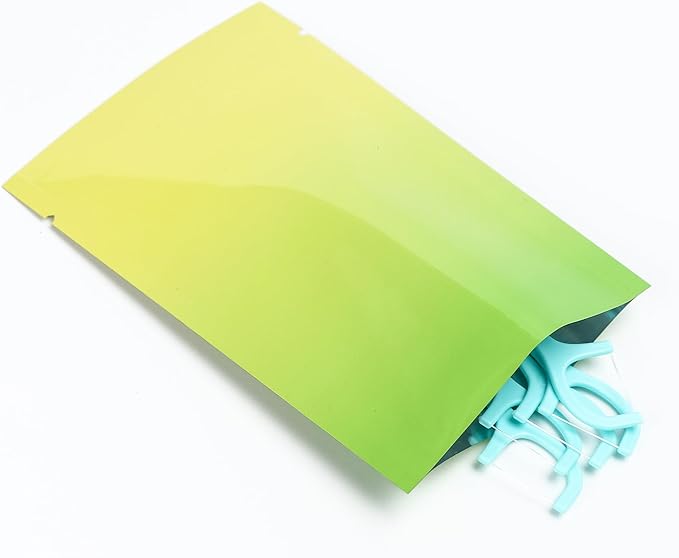 100 Pcs Custom Glossy Mini Mylar Bags, Custom Logo/Text/Barcode, Single Side One Color Print, Heat Seal Pouches with Tear Notches for Food, Small Business, Retail (Yellow Glossy, 8 * 12CM/3.2"*4.7")