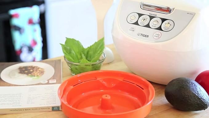 Tiger JBV-A18U-W 10-Cup (Uncooked) Micom Rice Cooker with Food Steamer & Slow Cooker, White