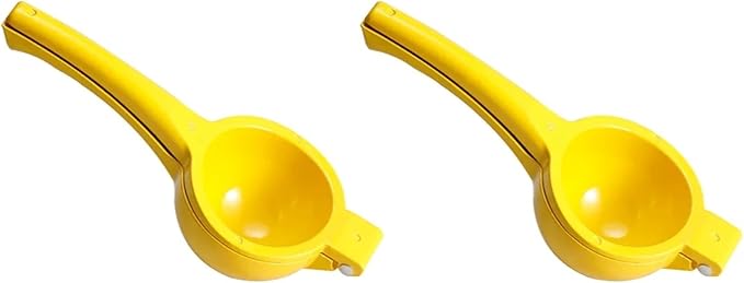 Home Manual Lemon Squeezer Aluminum Alloy Hand Pressed Citrus Orange Juicer Portable Kitchen Tool for Lime Lemon Home Use Yellow 1-5PCS(2pcs)