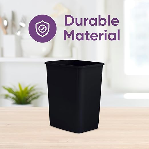Superio 1.25 Gallon Mini Trash Can – Small Plastic Bathroom, Office, Dorm Unlidded Waste Bin Only for Desktop, Vanity, Under Sink, Cabinet, Countertop, Slim Diaper Pail (Black)