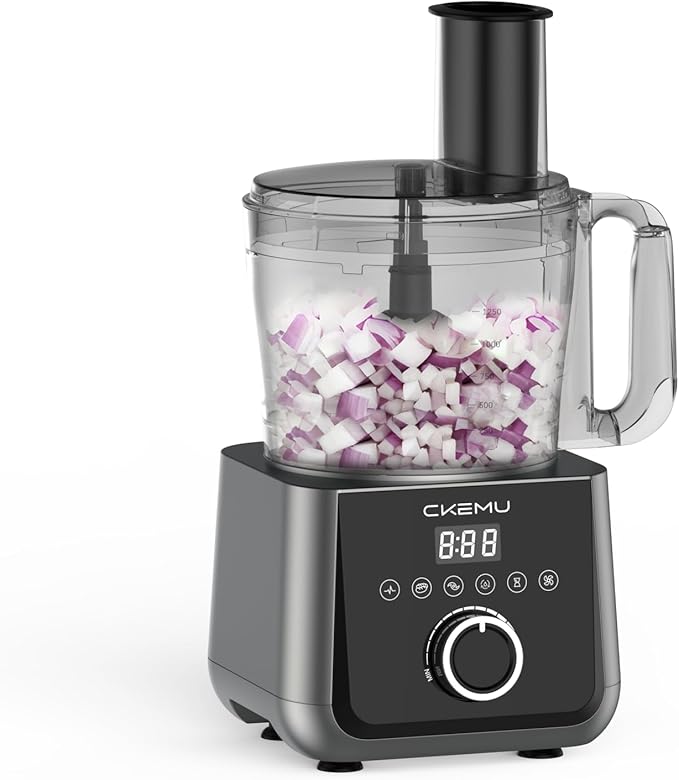 Smart Food Processor and Vegetable Chopper, 12 Cup Bowl, 6 Functions for Chopping, Slicing, French Fries, Purees & Dough, Food Chute & Pusher, Silver