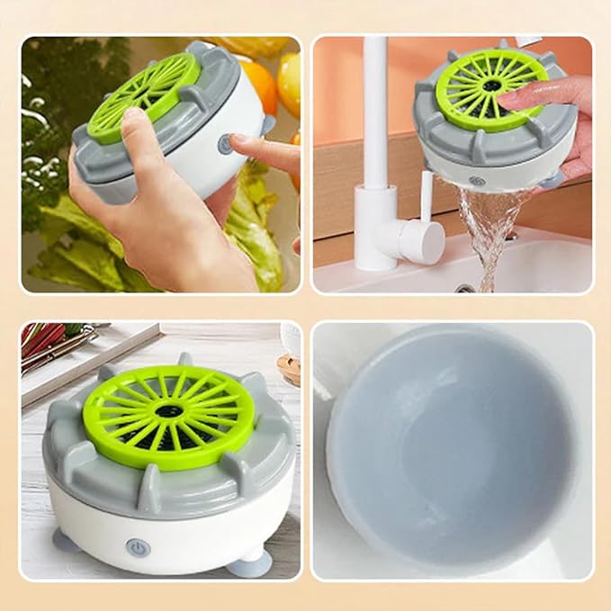 Efficient Portable Fruit and Vegetable Washers, Fruit and Vegetable Cleaning Machine, Electric Fruit Cleaner for Washing Fruits, Vegetables, Grain, Meat, Water-Proof & Wireless Charging (B)
