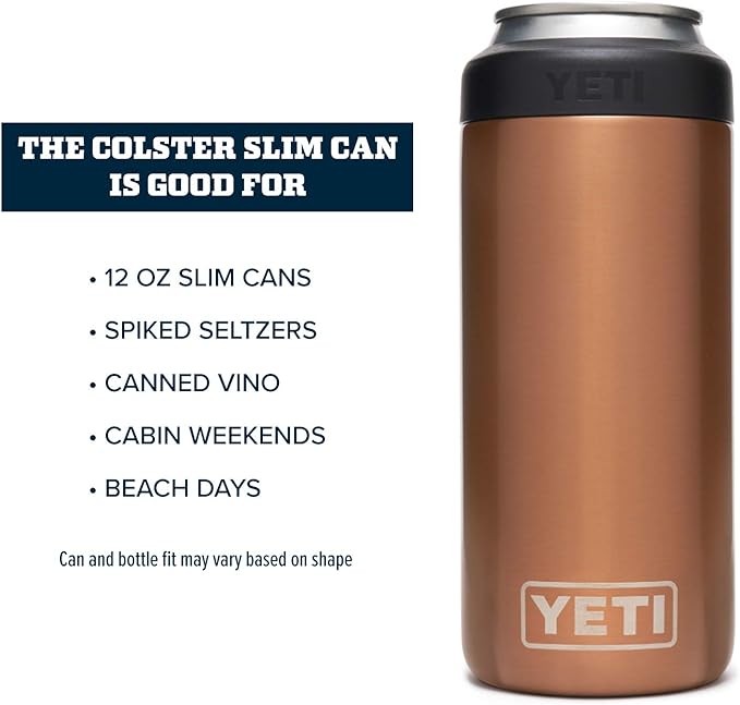 YETI Rambler 12 oz. Colster Slim Can Insulator for the Slim Hard Seltzer Cans, Copper