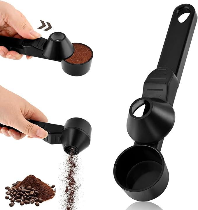 Coffee Scoop & Funnel for K-Cups Reusable, Coffee Spoon with Slide Scoop Measuring Scoo p with Funnel for Filling Water Bottles for Ground Coffe e Protein Powder without Spilling