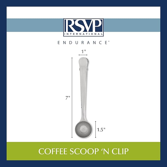 RSVP International Coffee Scoop Collection, 1-1/2 Tablespoon, Clip, Stainless Steel