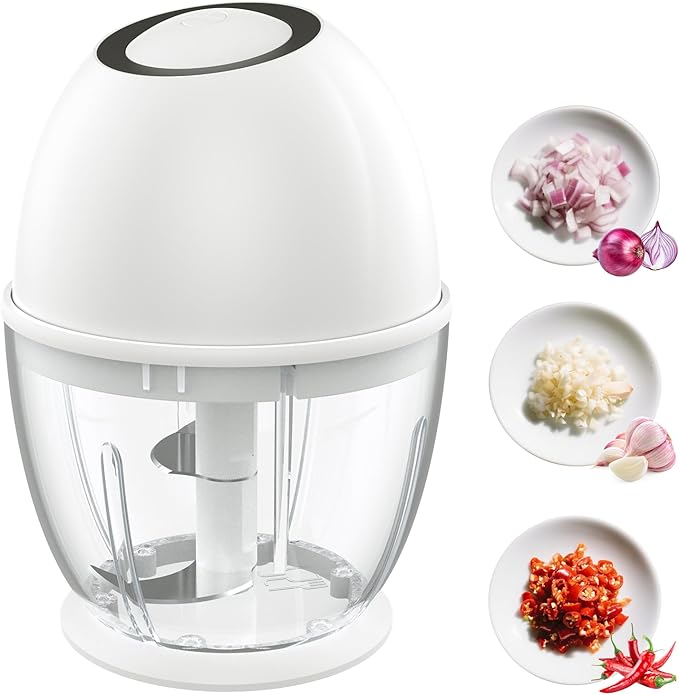 Portable Electric Garlic Chopper, 450ML Large Volume Cordless Mini Food Processor with USB Charging,304 Stainless Steel Sharp Blades,for Onion, Garlic, Ginger, Baby Food,Meat,Spices BPA-Free