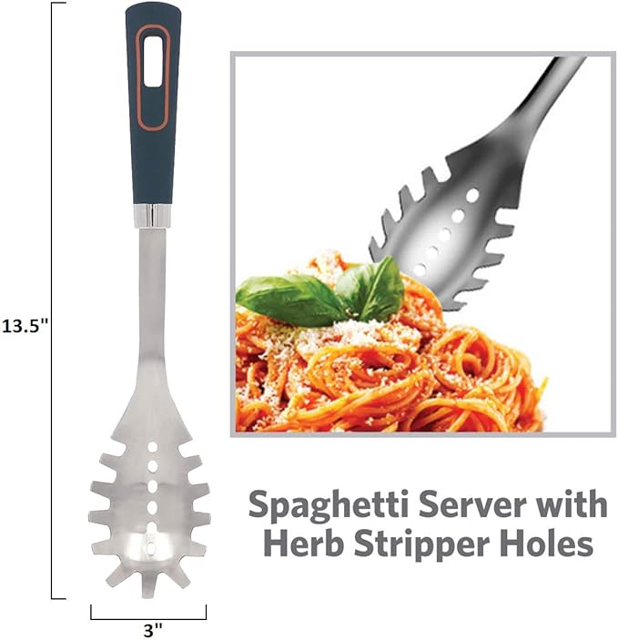 Glad Stainless Steel Utensils Set 5pc - Metal Kitchen Cooking Tools with Non-Slip Handles, High Heat Resistant for Cast Iron Cookware,Grey