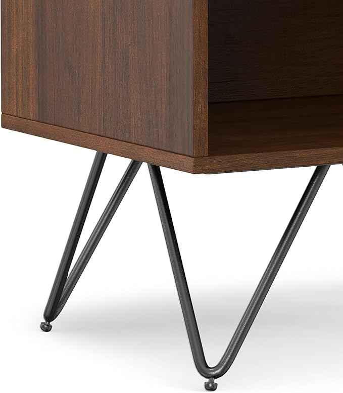 SIMPLIHOME Hunter 20 inch Wide Industrial Modern Nightstand in Walnut for the Living Room and Bedroom