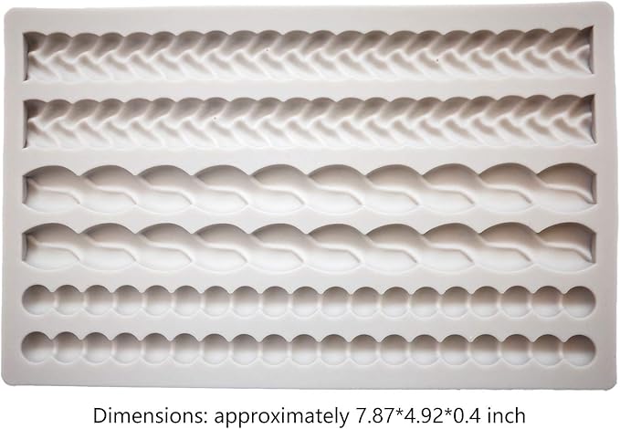 ScivoKaval Silicone Pie Crust Mold Impression Mat Knit Rope Pearl Border Lace Chain Molds Fondant Cake Decoration Mould Chocolate Cookie Sugar Craft Icing Gum Paste Pastry for Kitchen Baking Tools