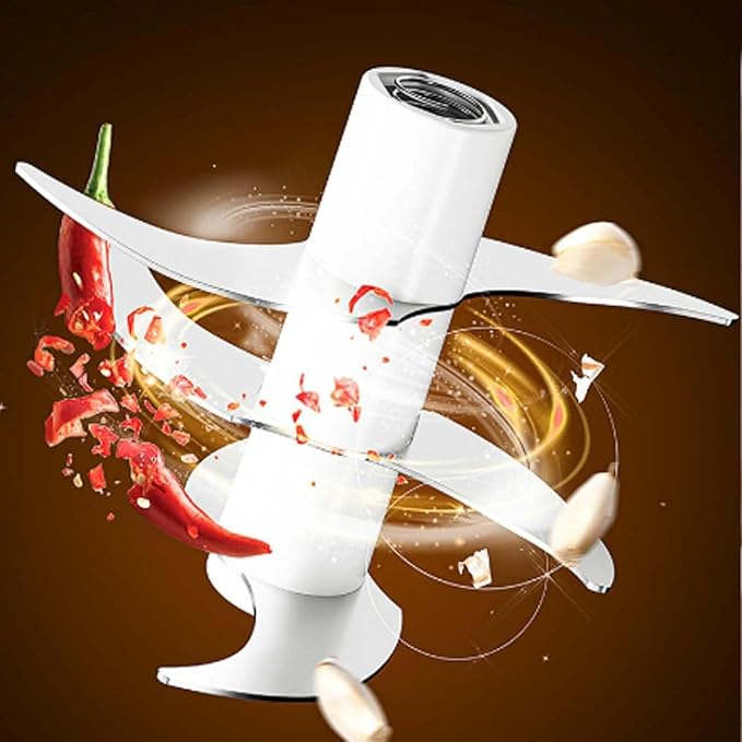Electric Garlic Chopper, Mini Portable Veggie Cutter with 4/6 Stainless Steel Blades, Portable Wireless Rechargeable Mini Electric Garlic Food Chopper for Garlic, Onion, Chili, Nuts (2PCS-C,320ML)