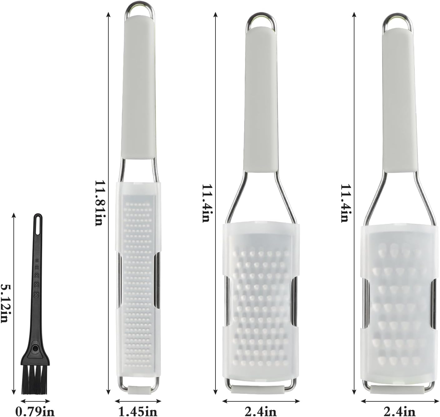 Cambom Lemon Zester Grater Three-piece Suit - Heavy Duty Kitchen Tool for Parmesan Cheese, Ginger, Garlic, Nutmeg, Chocolate, Vegetables，Fruits，Stainless Steel Grater Dishwasher Safe Clear